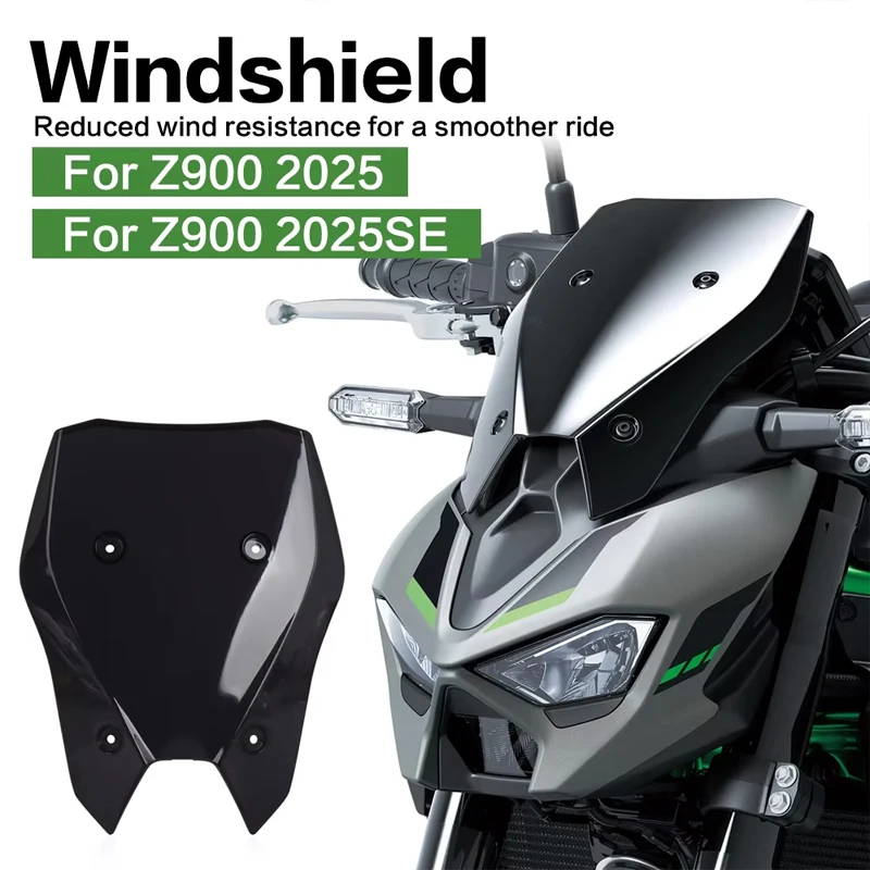 

Motorcycle Acrylic Windshield WindScreen Smoke Black Transparent Screen Accessories For Kawasaki Z900 SE Z 900 2025