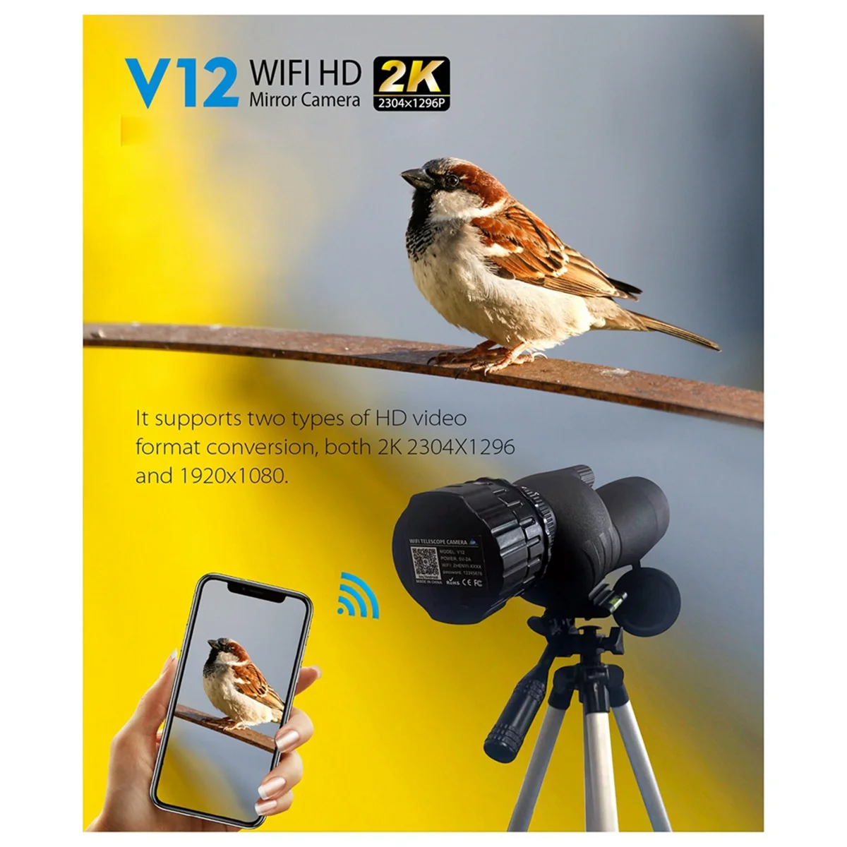 2K 4 Million High-Definition WiFi Electronic Eyepieces, Telescopes, Bird Watching and Other General-Purpose Calibers