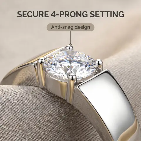 Ring Moissanite For Women 0.5-2CT D Color Moissanite Ring For Women Man 925 Silver Stone Match Dia Wedding Band Bride S Sterling Silver White Gold