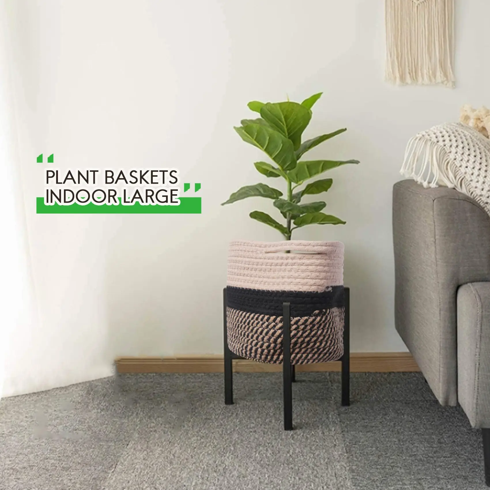 newA10R Organizer Basket Planter Basket Cotton Rope Woven Flower Pot Cotton Sundries Storage Box Home Decor Cotton Rope Basket