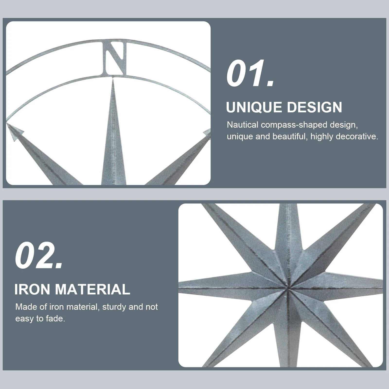 

Iron Nautical Compass Wall Decor Vintage Outdoor Garden Home Office Metal Pendant Decorative Ornament Metal Outdoor Wall Decor