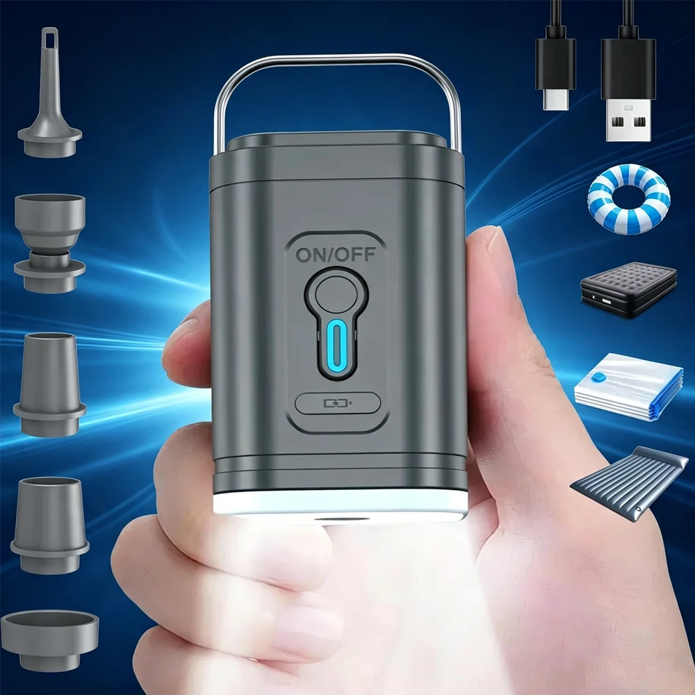 Mini *Portable* Air Pump 1200mAh USB Rechargeable Wireless Inflator Deflator for Camping Mattress Pool Float Boat Fast Inflation