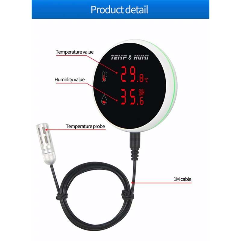 Alarme de sensor de temperatura e umidade Tuya Zigbee com display LED para fermentação de mudas e reprodução de animais