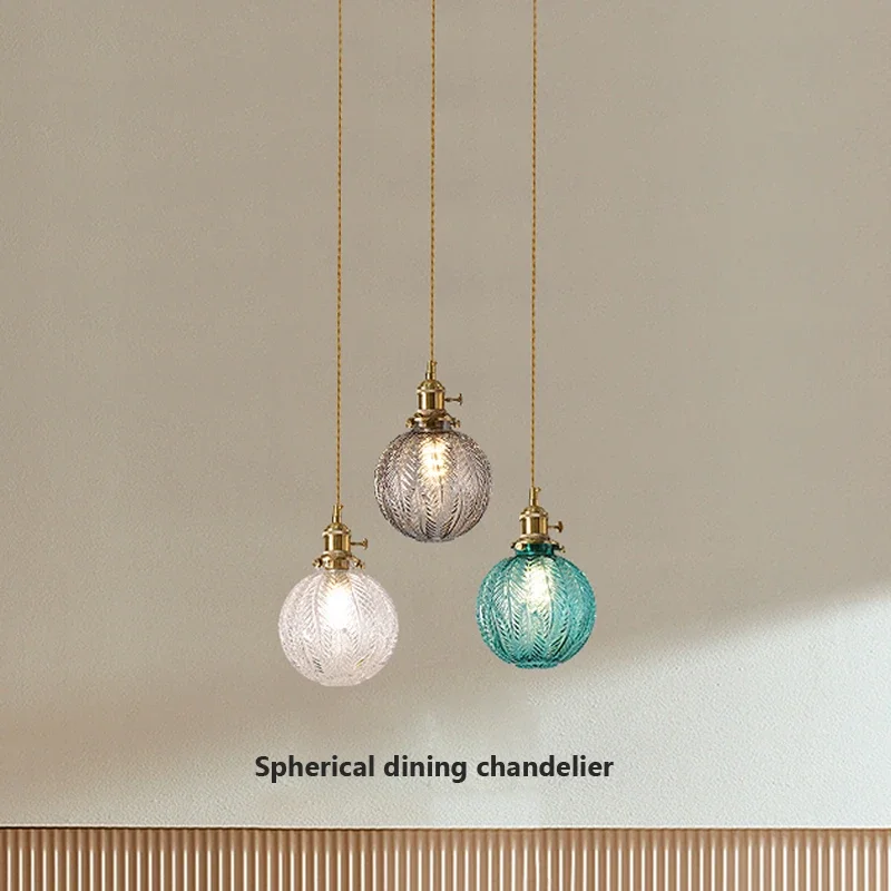 

Nordic Creative Minimalist Pendant Lights with Colored Glass Ball Lustre for Dining Room - Transparent Lampshade Chandeliers