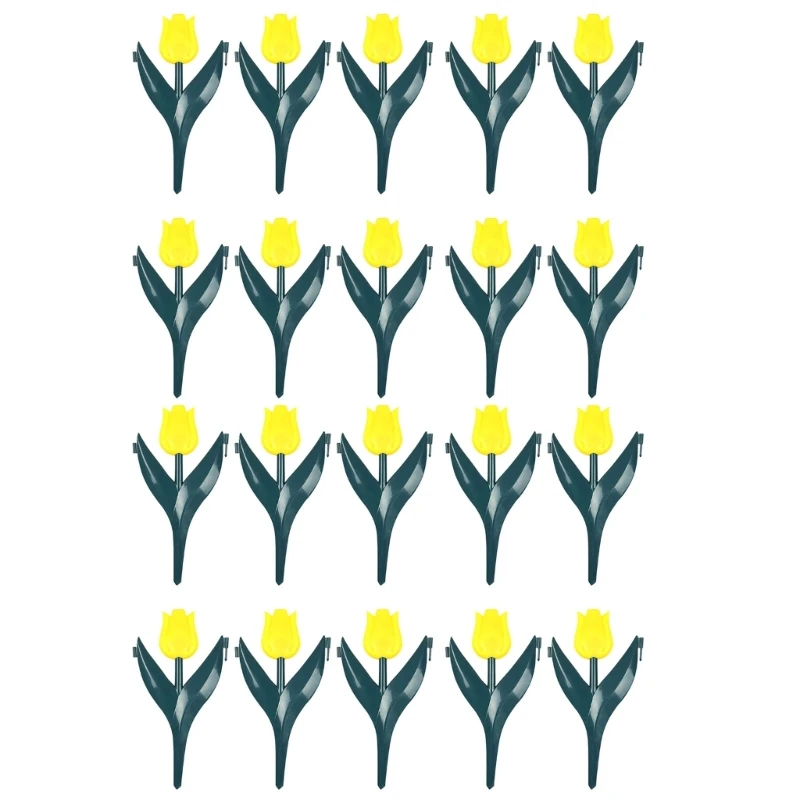  20PCS Practical Colorful Plastic Tulips Flower Fence Lawn Edging Perfect For Yard Garden Border And Landscape Design