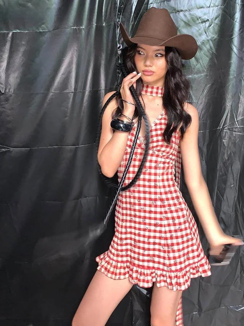 

Hot Girl Red Plaid Slim Fit Deep Hanging Ne Dr Юбка-миди с высокой талией A-Line Dr No Sve Stripe Pattern Женское Dr