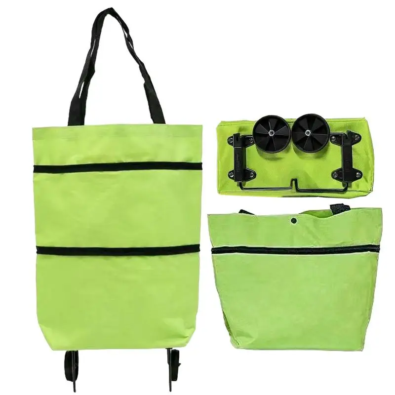 

High-Capacity Shopping Bag With Wheels Portable Folding Supermarket Tug Bags 2 In 1 Oxford Tote Cart Waterproof Household