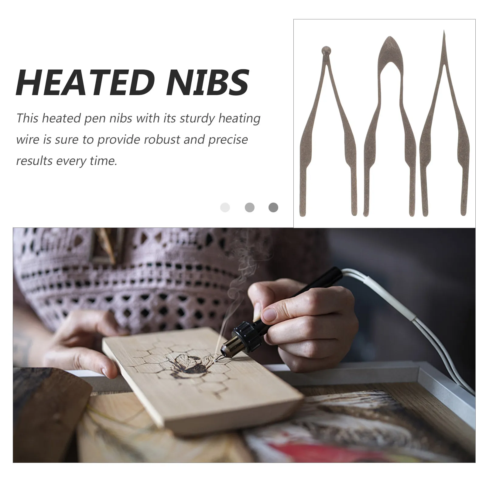 3Pcs Pyrography Wire Tips Solid Metal Wood Burning Machine Nibs Fine Craftsmanship for Detailed Rendering Precision Line Drawing