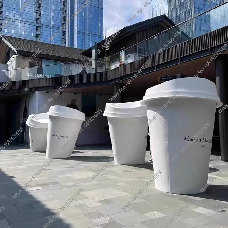Outdoor foam big milk teacup sculpture simulation model entrance shopping mall coffee cup decoration ornament