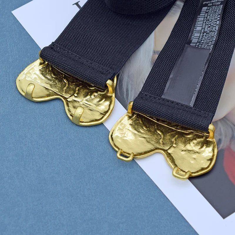 Fashion Black Elastic Waist Seal Gold Color Heart Belts for Women Accessories 2023 New Korean Trendy Wide Belt Lady Prom Gift