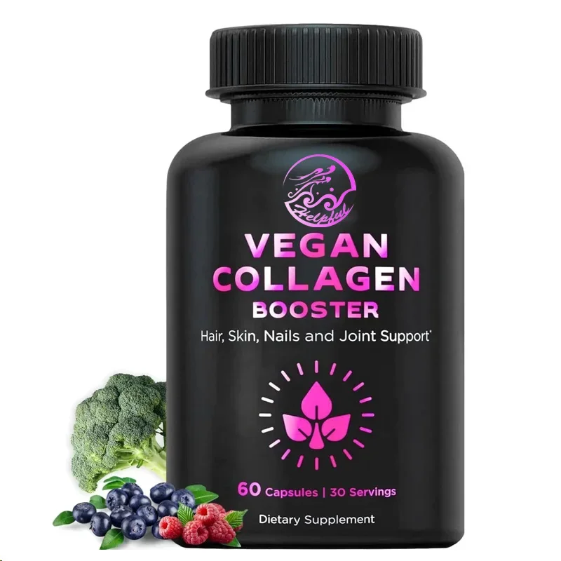

60 Capsules Vegetarian Collagen Booster - Plant Collagen Supplement - Hair, Skin, Nails, and Joints - Contains Hyaluronic Acid