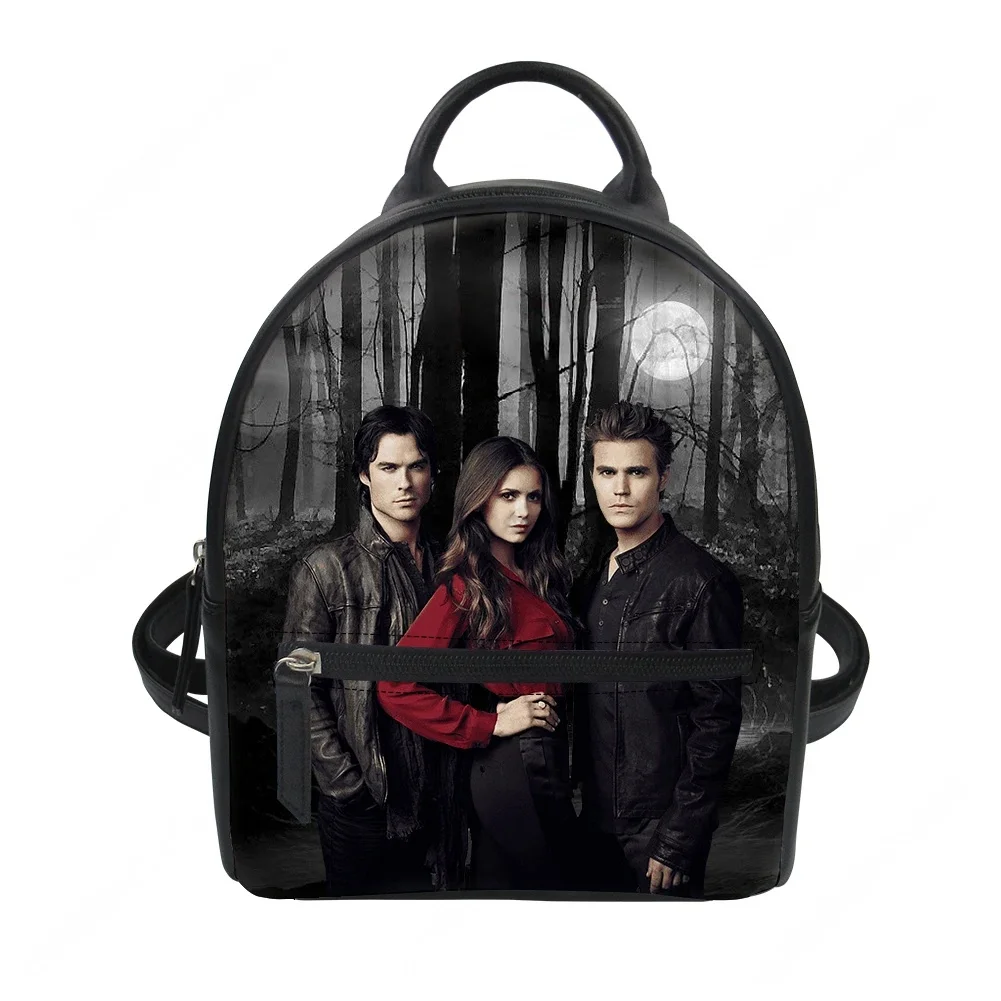 

The Vampire Diaries Custom Backpack Purse Women Carter Schoolbags Double Shoulder Bag Mini Daypack Leather Travel Bag