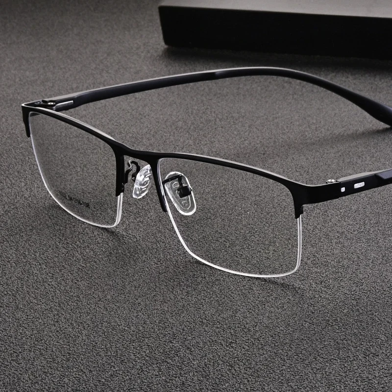 TGCYEYO Men Simple Business Alloy Optical Glasses Fashion Male Square Eyewear Ultralight Myopia Prescription Half Rim Eyeglasses