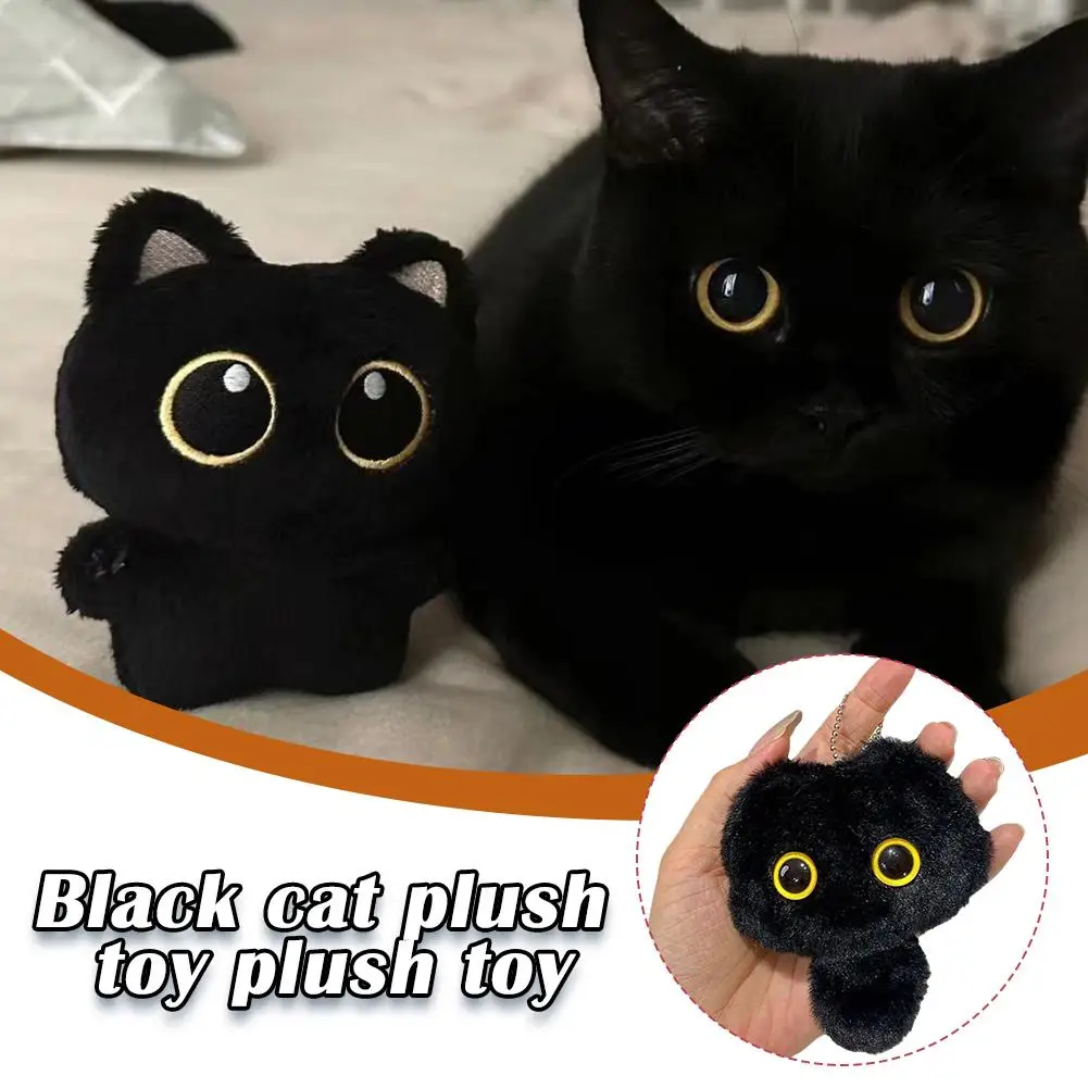 Pendentif en peluche fait à la main en forme de chat noir mignon, sac de beurre de chaton, cadeau adapté aux filles, petite décoration Kawaii, 10cm