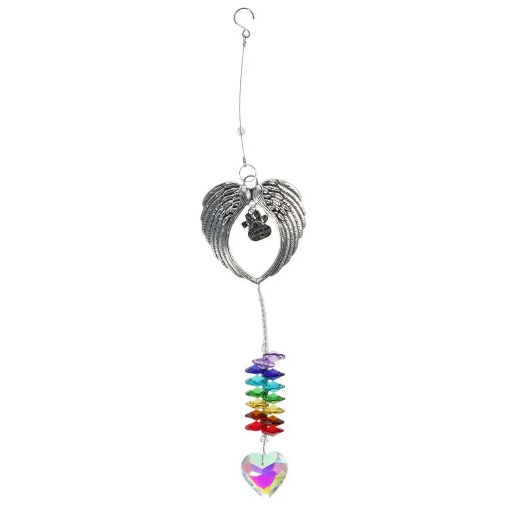 Heart Shape Dog Memorial Gifts Hangable Decorative Pendant Crystal Sun Catcher Rainbow Maker Office