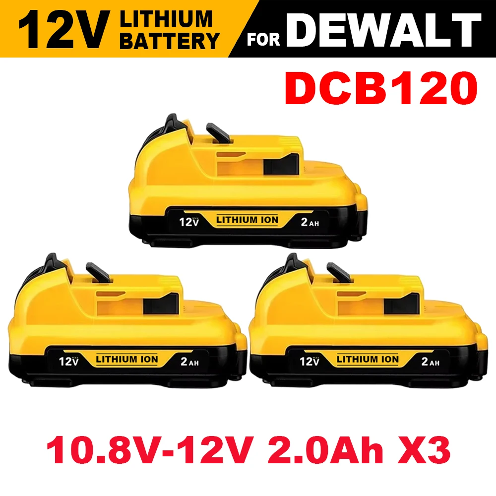 12V 3.0Ah Max Lithium Ion Battery Replacement for DeWalt DCB120 DCB123 DCB122 DCB127 DCB124 DCB121 Rechargeable Batteries