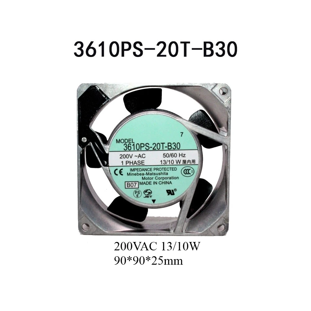 

Высокое качество для вентилятора NMB 200 В переменного тока 13/10 Вт 3610PS-20T-B30 90*90*25 мм вентилятор с большим объемом воздуха