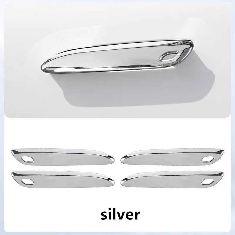 Car Exterior Door Handle Cover Trim Cap Set Carbon Fiber Texture Fit for Mercedes Benz E S Class EQE W214 W223 Auto Accessories