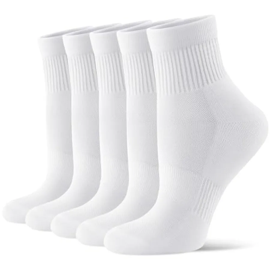 

CS CELERSPORT 5 Pairs Mini Crew Ankle Socks Cushioned Running Casual Socks for Women and Men