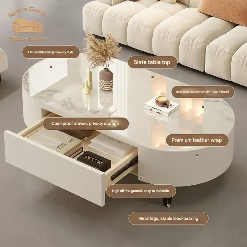 Modern Simple Coffee Table Living Room Floor Cheap Oval Organizer Side Table Funky Necklace Relaxing Couchtisch Trendy Furniture