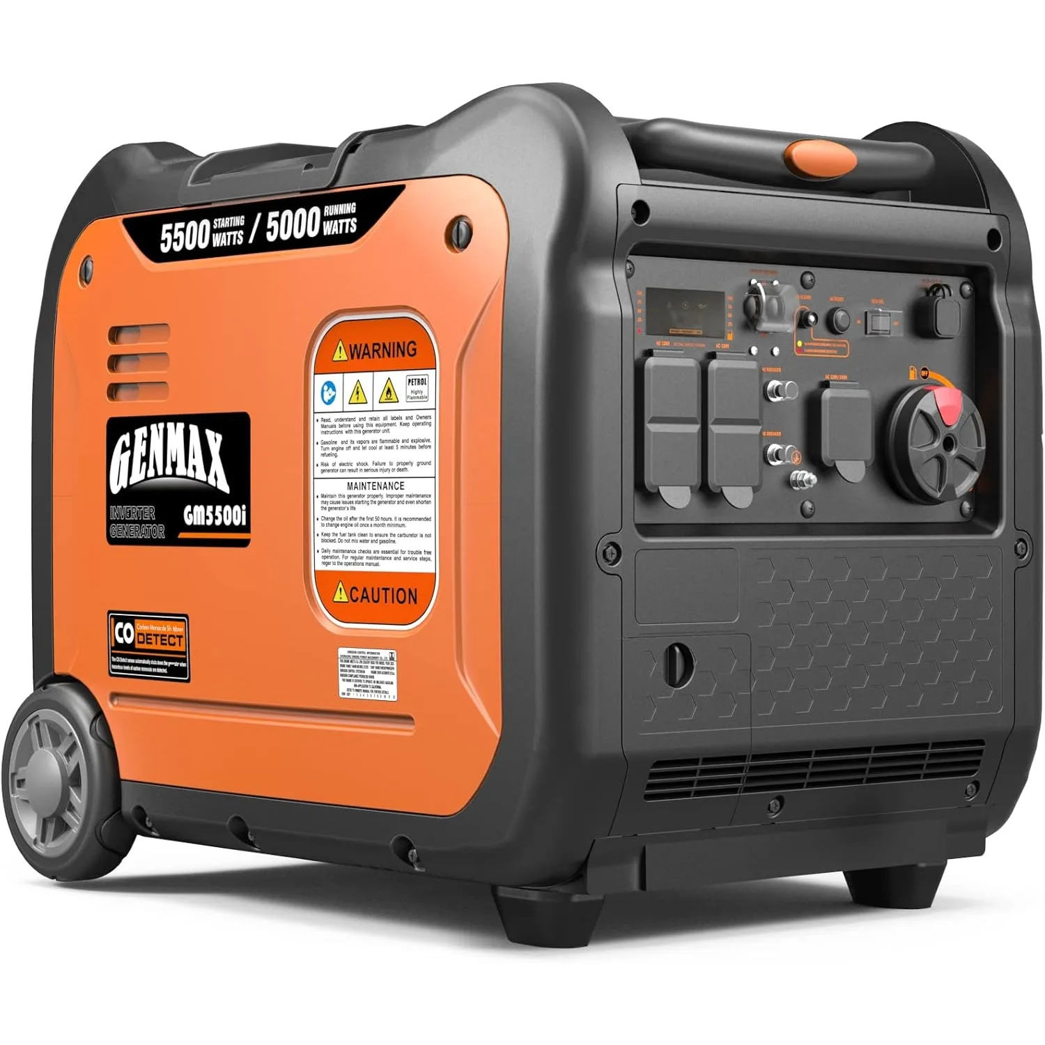 Portable Generator，5500W Ultra-Quiet Gas Engine, EPA Compliant, Eco-Mode Feature, Ultra Lightweight for Backup Home Use(GM5500i)