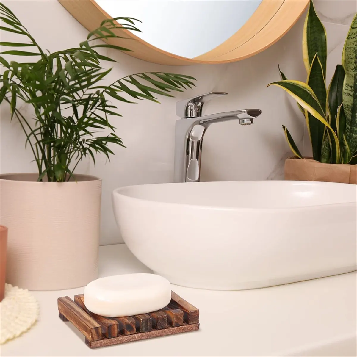 30 قطعة صحن صابون الاستحمام الخشبي حامل الصابون السائبة المدخرات استنزاف صينية حامل للحمام إسفنجة مطبخ الشامبو بالوعة #5