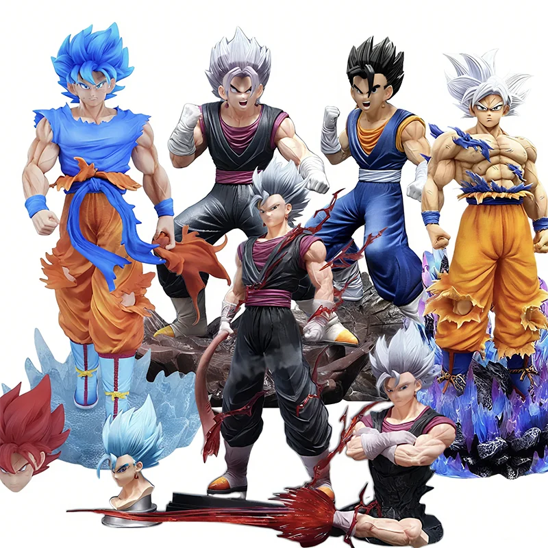 

32 см фигурки Dragon Ball, фигурка Сон Гоку, Super Saiyan One Vegetto, экшн-фигурки, трехголовый аниме, модель из ПВХ, статуя, игрушки