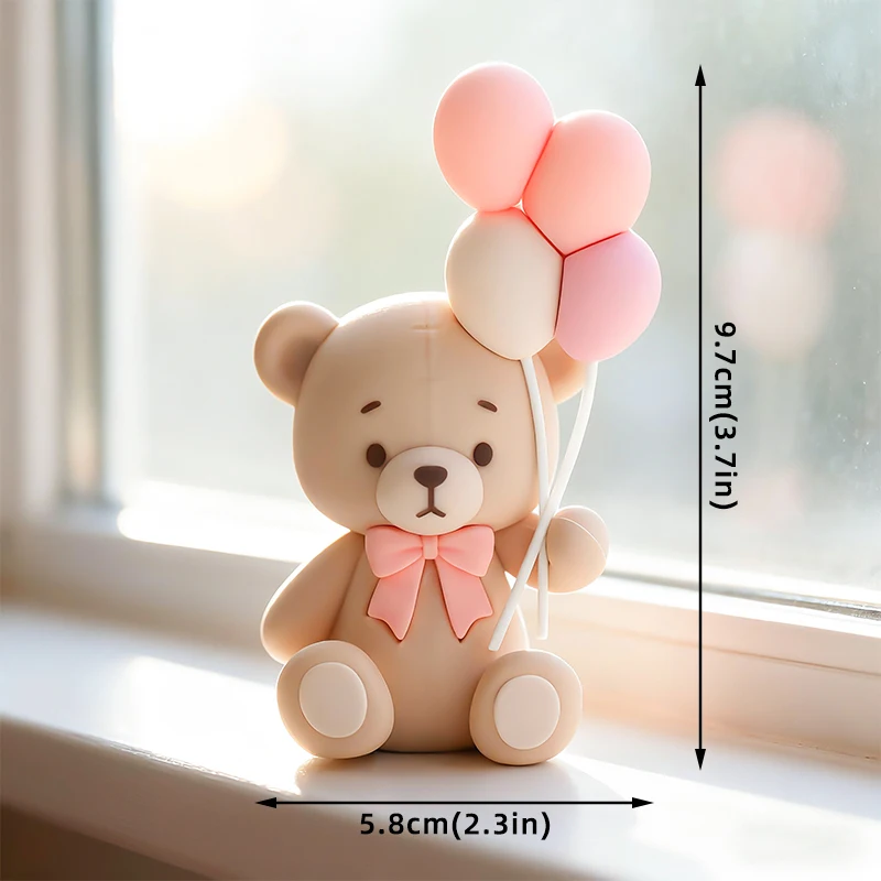 Cartoon Ballon Bär Kuchen Dekor Rosa Schleife Baby Thema Kuchen Topper für Mädchen 1. Geburtstag Party Baby Dusche Dekorationen Lieferungen – Detail 7