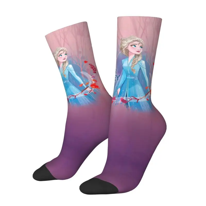 Funny Elsa Princess Frozen Socks Men Women Warm 3D Printed Animated Movie Football Sports Socks