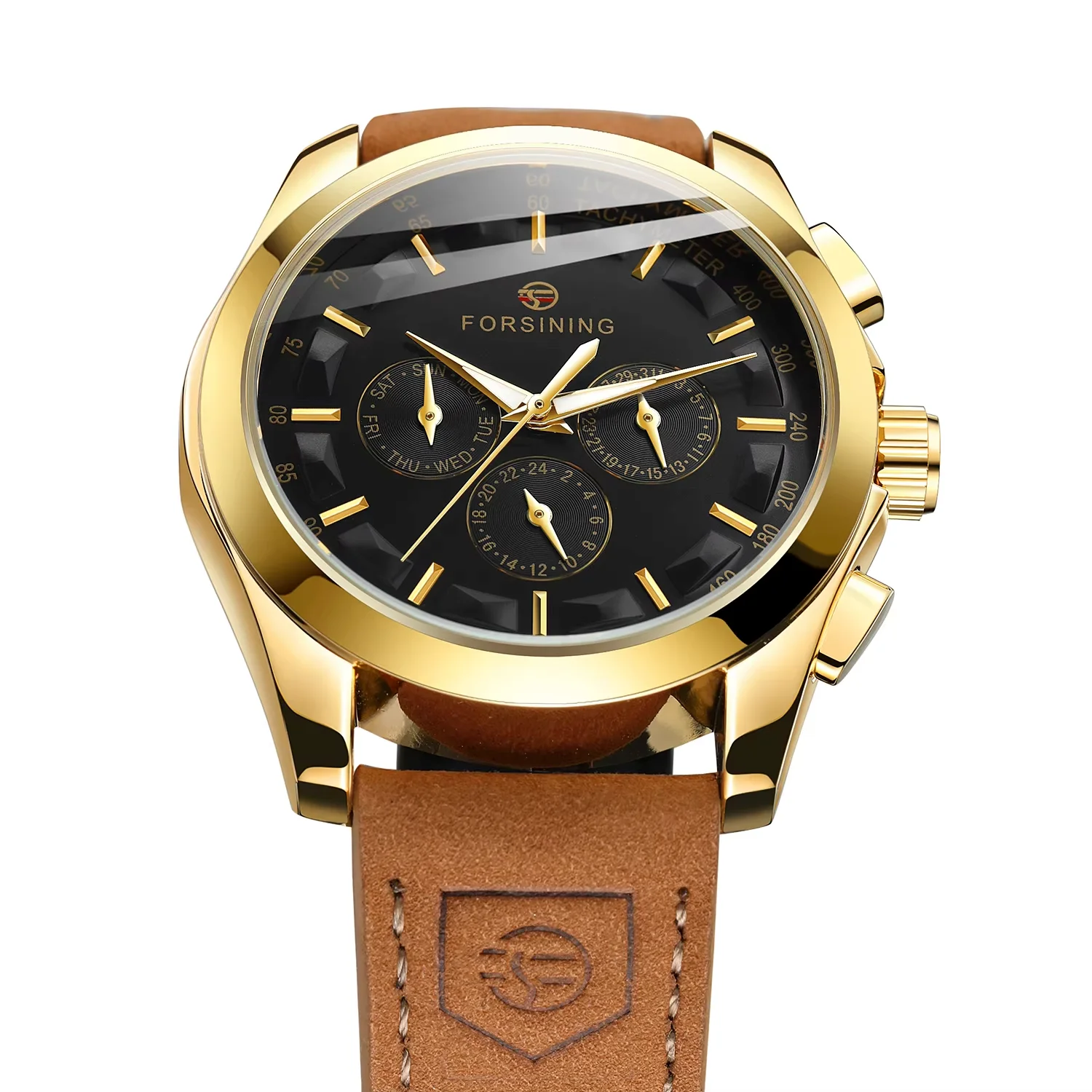 FORSINING mechanical watch men's leisure three eyes six needle automatic mechanical watch wrist watch mechanical movement watch