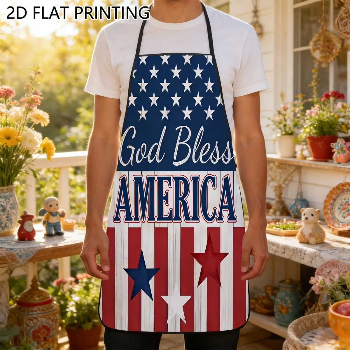 1pc 250th American Independence Day Fourth Of July American Flag Kitchen Apron Kitchen Apron For Painting Baking Cooking Easy Cl
