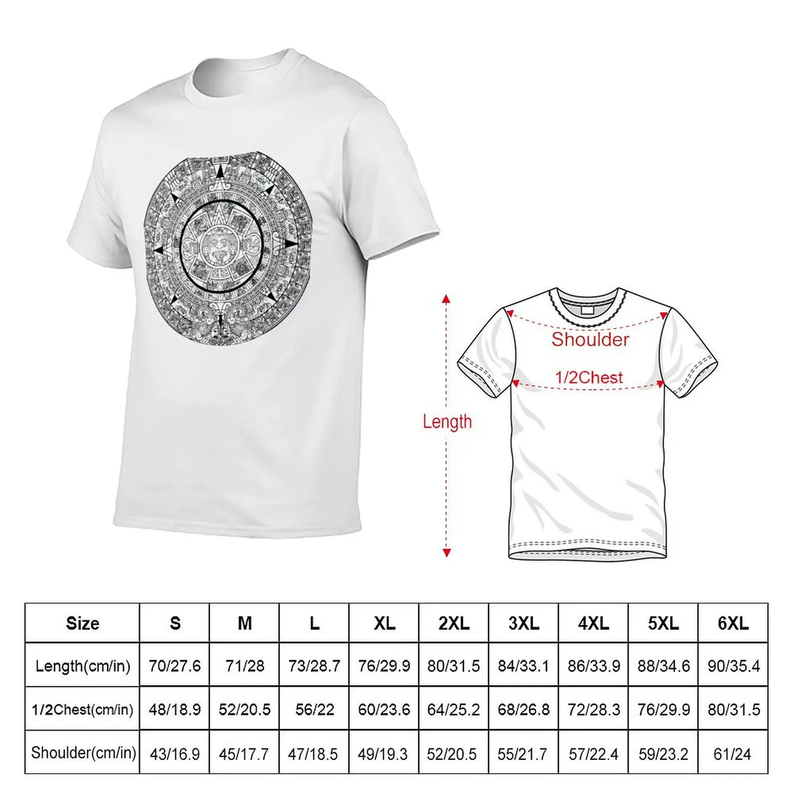 Aztec Calendar T-Shirt Abstract Pattern Print Top