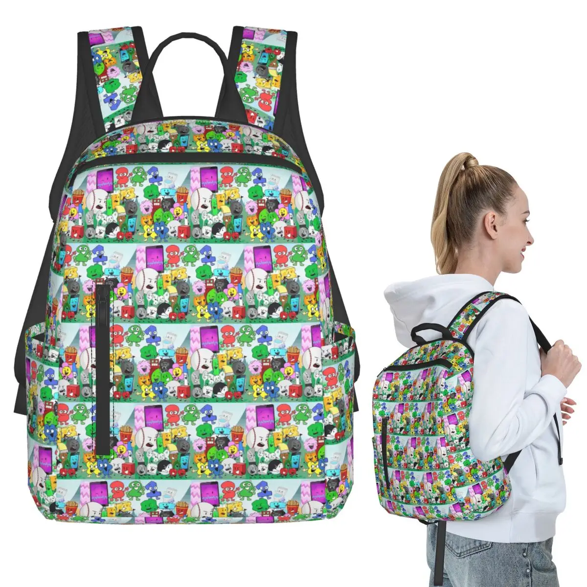 BFDI Inanimate Battle For Dream Island Anime Backpack Student BookBag Kids School Bag Laptop Shoulder Bags Men Women