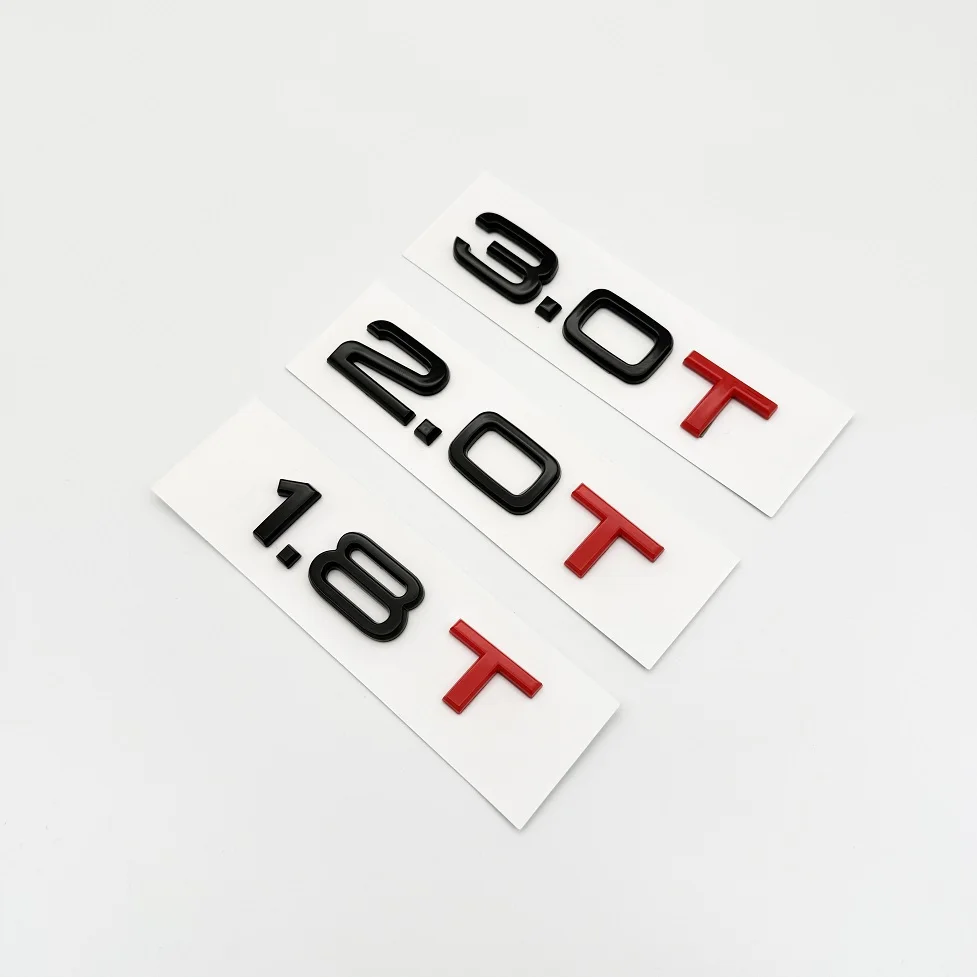 Car 3D ABS 1.8T 2.0T 3.0T Trunk Letters Logo Displacement Badge Emblem Decals Sticker For Audi A1 A3 A4 A5 A6 A7 A8 Q2 Q3 Q5 Q7