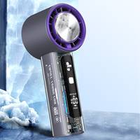 2025 New 3000mAh Semiconductor Refrigeration Transparent Shell Handheld Fan USB 12500RPM 100 Speed Turbo Violent Fan Folding Fan