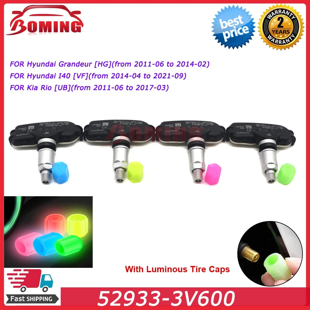 

4 шт. 52933-3V600 датчик давления в шинах TPMS для Hyundai Grandeur [HG] I40 [VF] 2014 года, 434 МГц, СИСТЕМА МОНИТОРИНГОВ в шинах, датчик давления