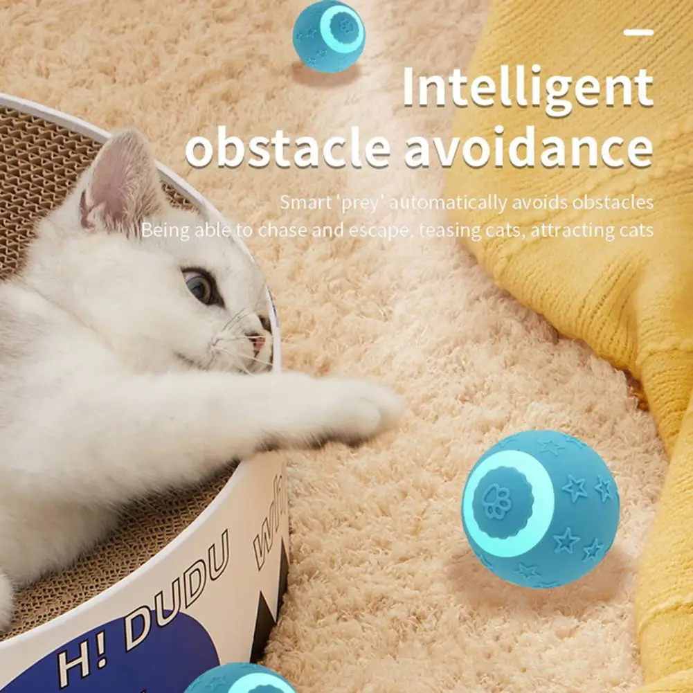 Rolling Ball Cat Toy Ball with Sensor Technology for Active Hunting Play Flexible Rotation Vibration Bite-resistant Design