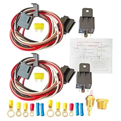 40 Amp Dual Electric Fan radiator Wiring Kit Wiring Relay Kit Automotive Wire Harness Temperature Switch Easy to Install ACC