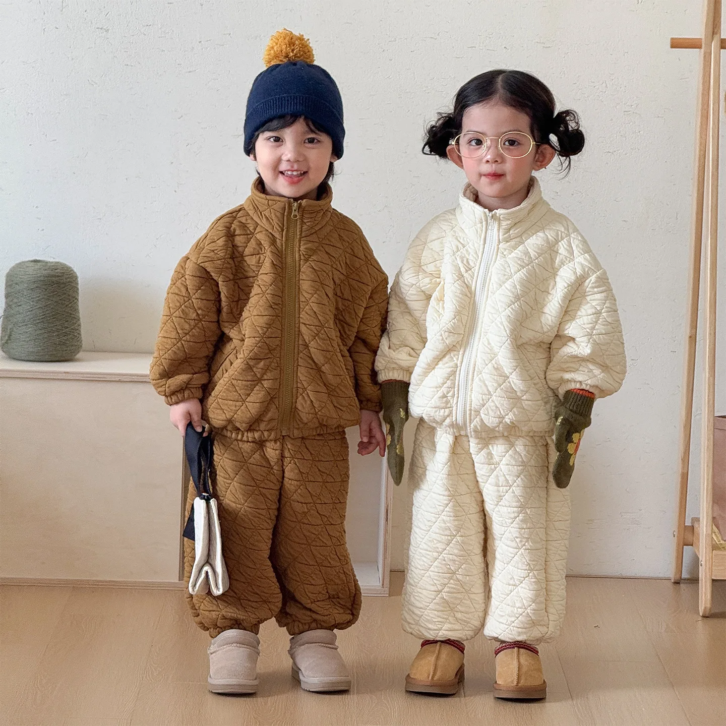 Winter New Children Warm Clothes Set Boys Girls Quilted Jacket + Casual Pants 2pcs Suit Kids Cotton Thick Outfits