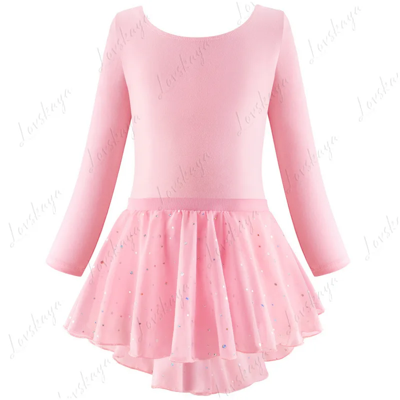 Kinder Tanzanzug Mädchen Ballettkleid Pailletten Mädchen Langarm Übungsanzug
