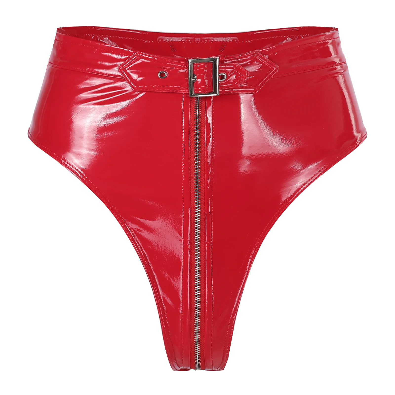 Women Wet Look Latex Panties PVC Leather Latex Shorts Sexy Underwear Zipper Crotch Briefs Erotic Sexy Lingerie Panties Clubwear