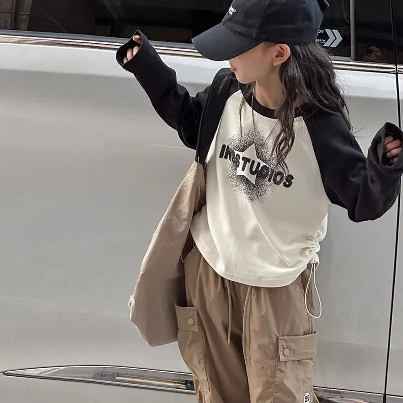 Camiseta con estampado de bloques de Color para Chica Adolescente, ropa para niñas de 11 a 12 años, 4, 6, 7, niños adolescentes, 2025, ropa para niños