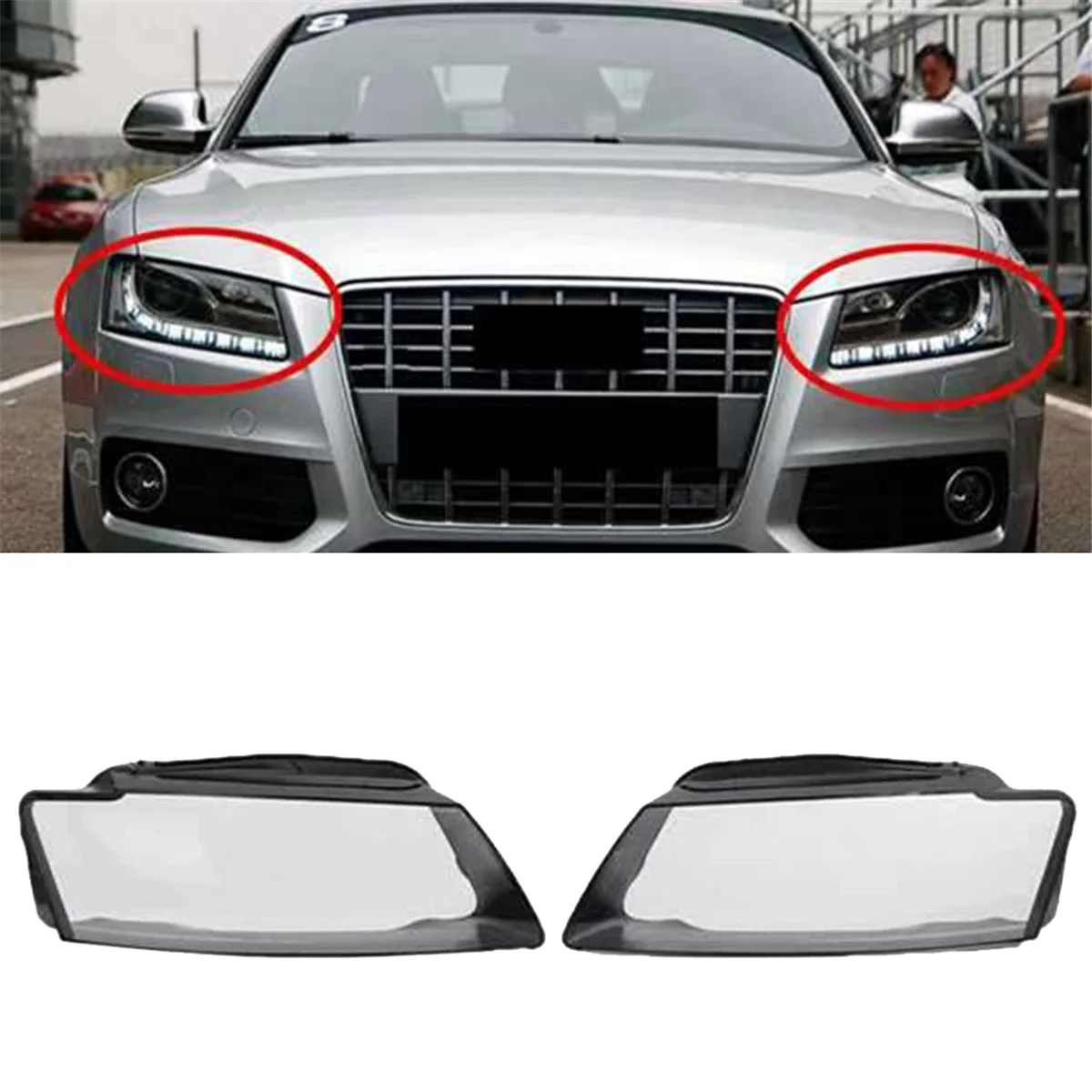 Car Front Headlight Cover Lens Shell for A5 2008-2010 Light Lampshade Housing Car Accessories Left