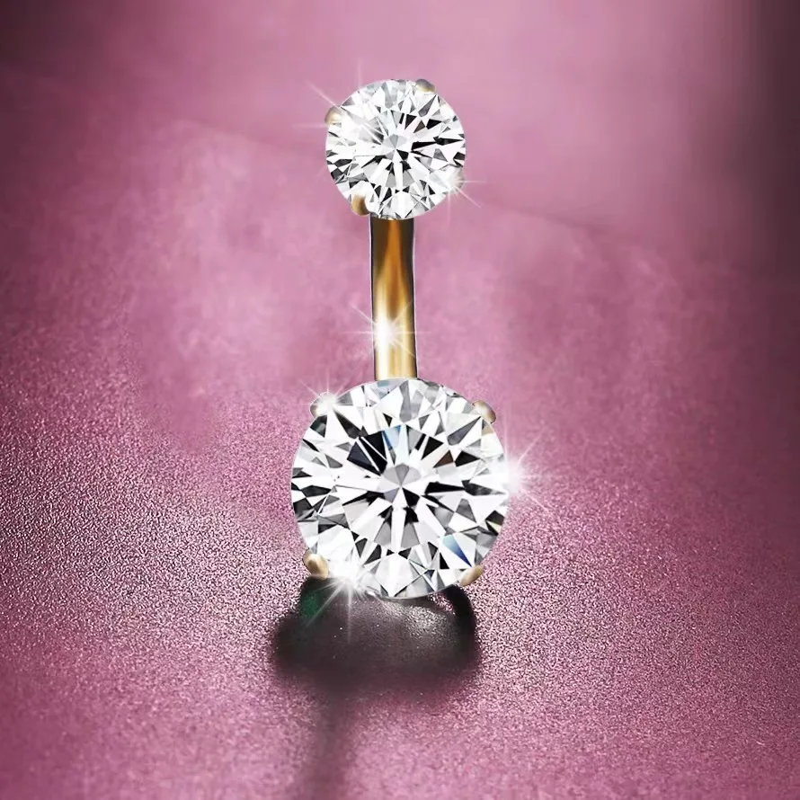 Anillo/pendientes para ombligo de circonita cúbica brillante, joyería, accesorio de moda para mujer, regalo de fiesta/al día a día.