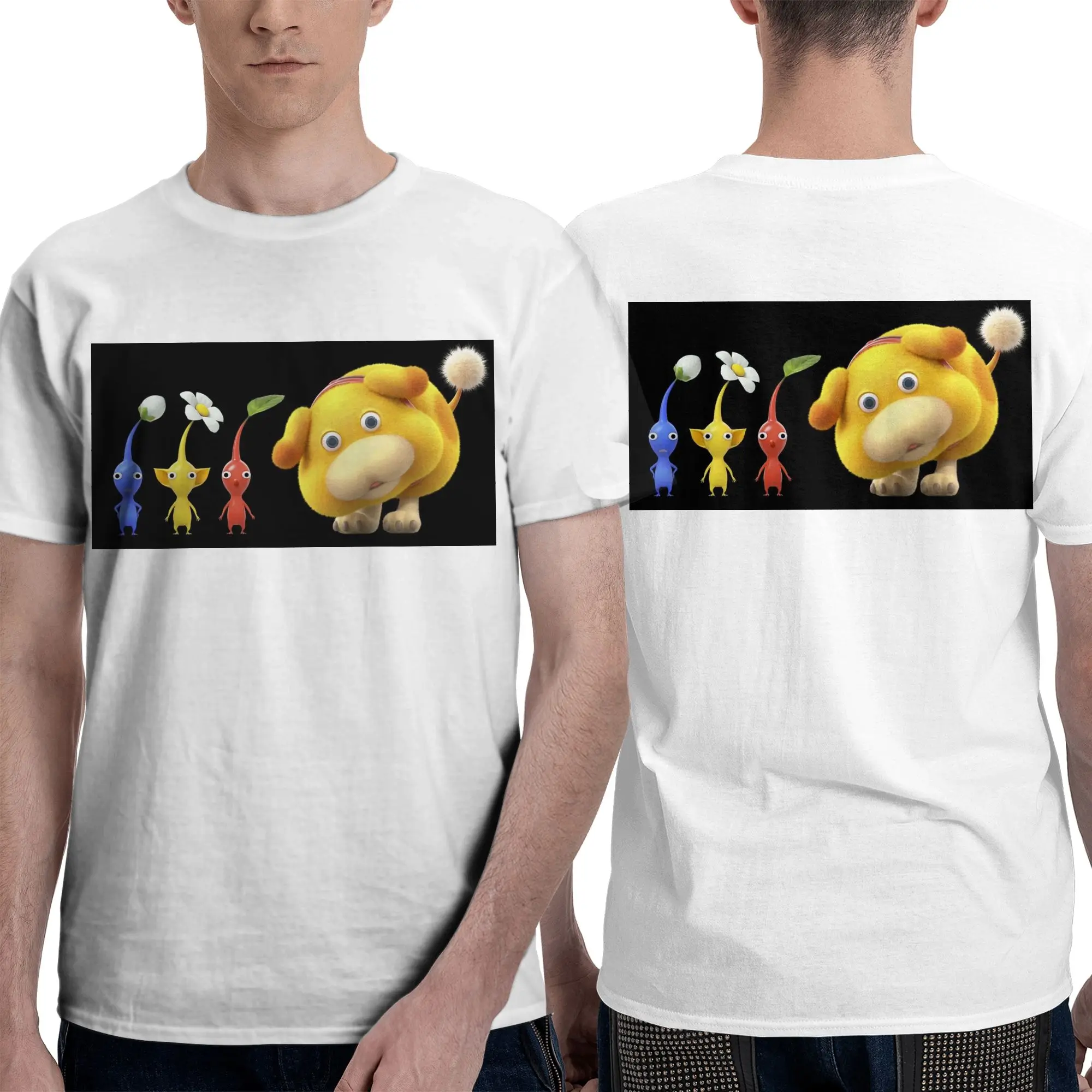100% Cotton Pikmin  T-Shirt Men's Double Sided T Shirt Men O-Neck Summer Shirts Tops Oversized