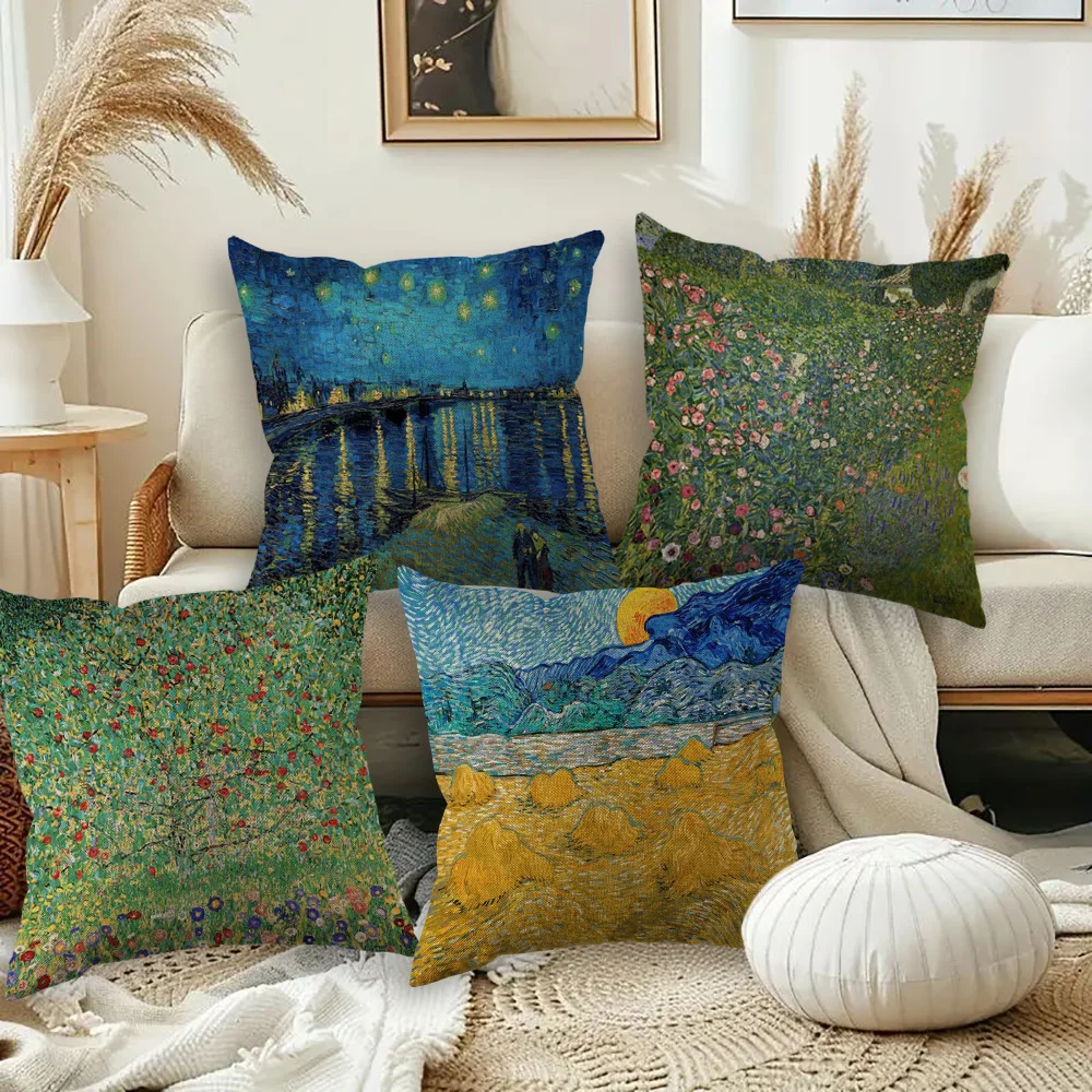 Van Gogh Pillowcase Wedding Decorative Linen Pillow Case For Home Pillow Cover 45X45(One Sides)