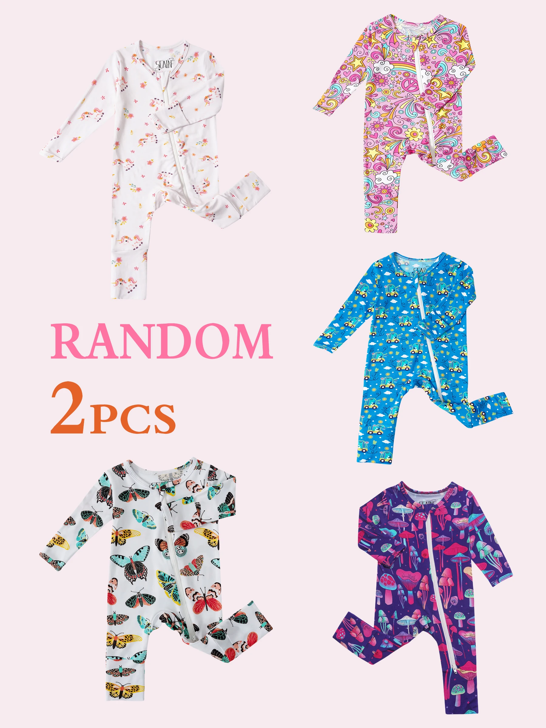 

Набор из 2 ультрамягких детских комбинезонов из бамбукового волокна, с застежкой-молнией, пригоден для машинной стирки, отправляется случайным образом.