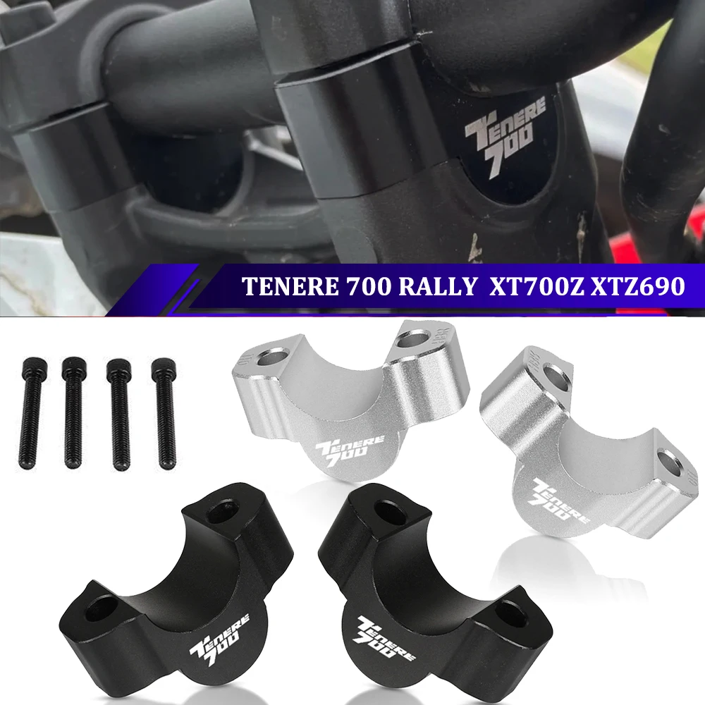 

For Yamaha Tenere 700 Rally XT700Z XTZ 700 2019 2020 2021 2022 Handlebar Risers Clamp Mounting Mount Riser CNC Billet Aluminum