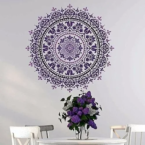 Imagen 2 del producto Molde de mandala artesanal de tamaño 50x50 cm para pintar plantillas, álbum de fotos estampado, tarjeta de papel en relieve sobre madera, tela, pared