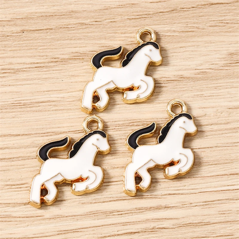 10 Stück 14x15mm Cartoon-Tier-Charms, Emaille-Pferde-Anhänger für die Herstellung von Ohrhängern, Halsketten, DIY-Bastelarbeiten und Schmuckzubehör – Detail 7